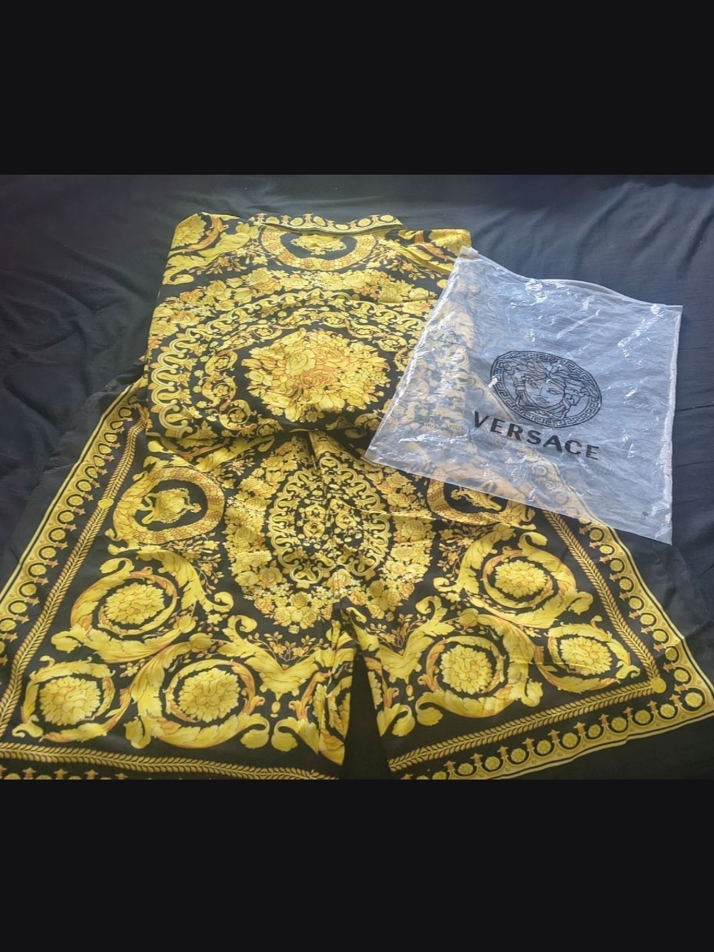 Versace Black and Gold Barocco Men 2 Piece Set
